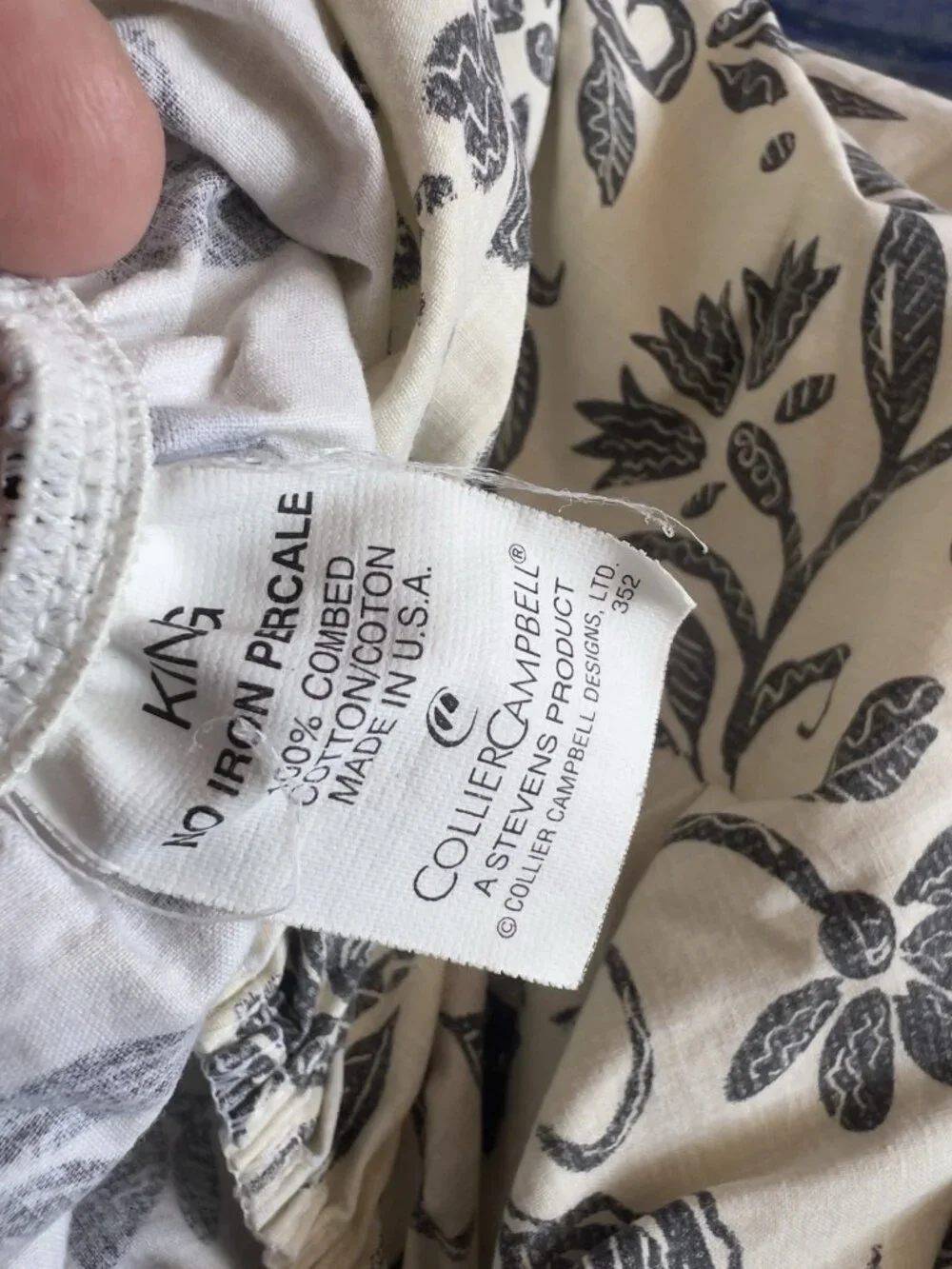 Collier Campbell KING Fitted Sheet 100% Combed Cotton Stencil Flower Made in USA